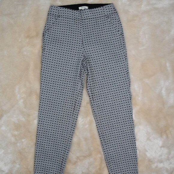 Max Studio Cropped Dress Pants XS Black White Pattern Stretch Ankle - Picture 2 of 12